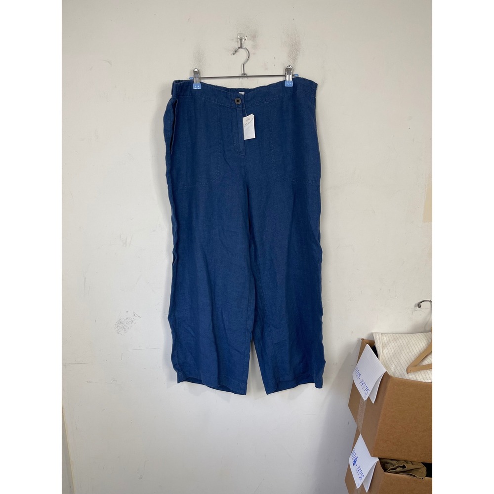 J.Jill Love Linen Navy Blue Wide Leg Crop Pants‎ 1X WPT242864 NEW